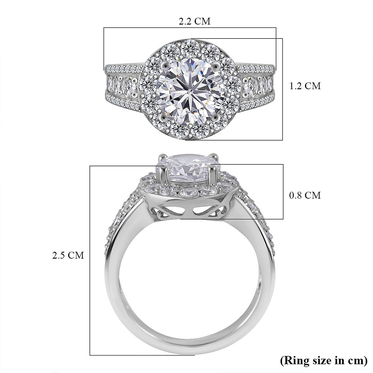 Cubic Zirconia Ring in Rhodium Overlay Sterling Silver 4.77 Ct, Silver Wt 5.00 GM 7647658 5