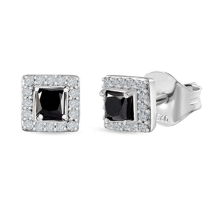 Black &amp; White Diamond Stud Earrings in Platinum Overlay Sterling Silver 0.51 Ct 7647706 1