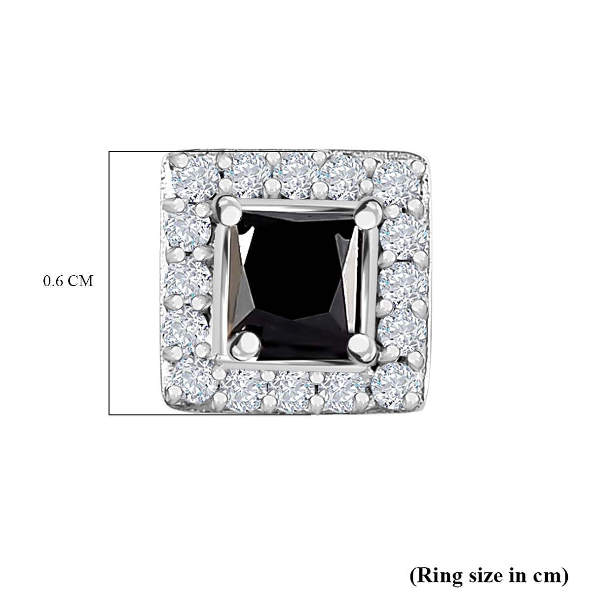 Black &amp; White Diamond Stud Earrings in Platinum Overlay Sterling Silver 0.51 Ct 7647706 6