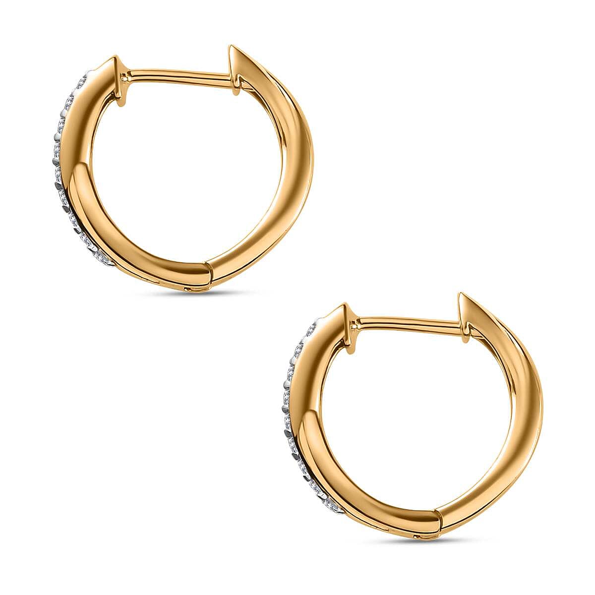 White Diamond J Hoop Half Hoop Earring in 18K Vermeil Yellow Gold Plated Sterling Silver 0.32 ct  0.324  Ct. 7648376 4