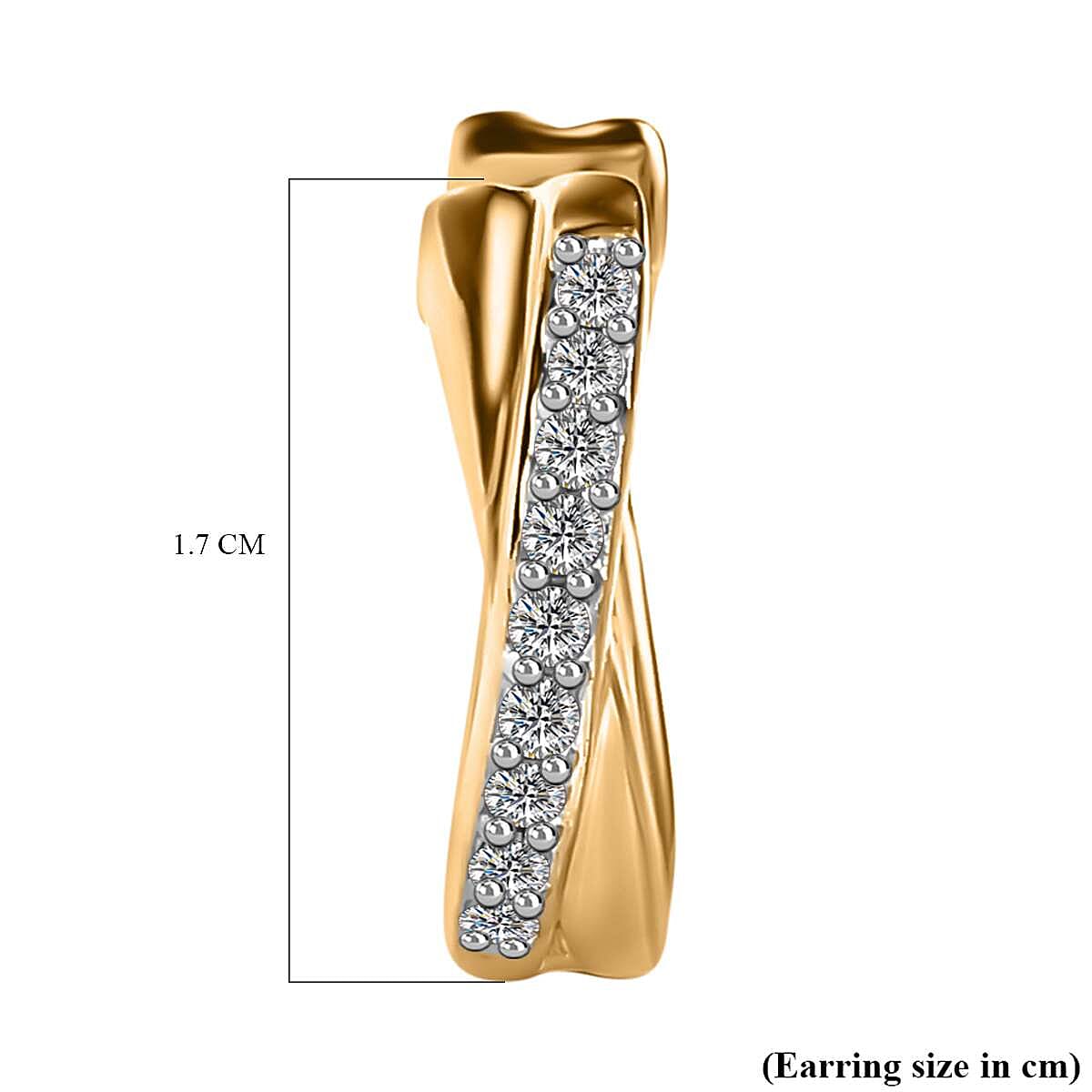 White Diamond J Hoop Half Hoop Earring in 18K Vermeil Yellow Gold Plated Sterling Silver 0.32 ct  0.324  Ct. 7648376 5