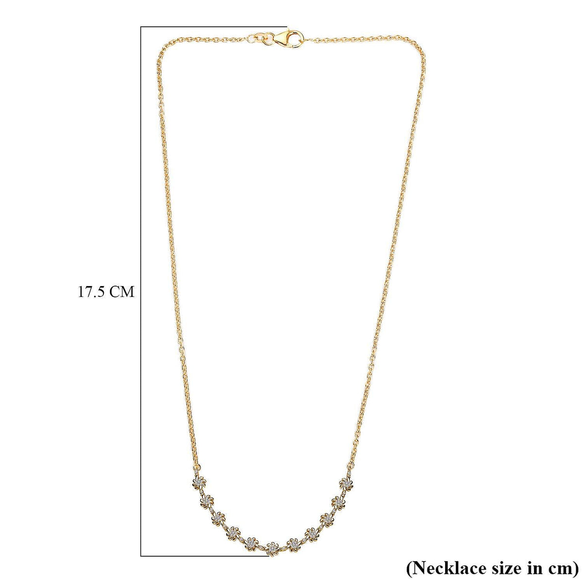 Diamond Floral Necklace (Size - 18) in 18K Vermeil YG Plated Sterling Silver 0.50 Ct, Silver Wt. 8.00 GM 7648897 6