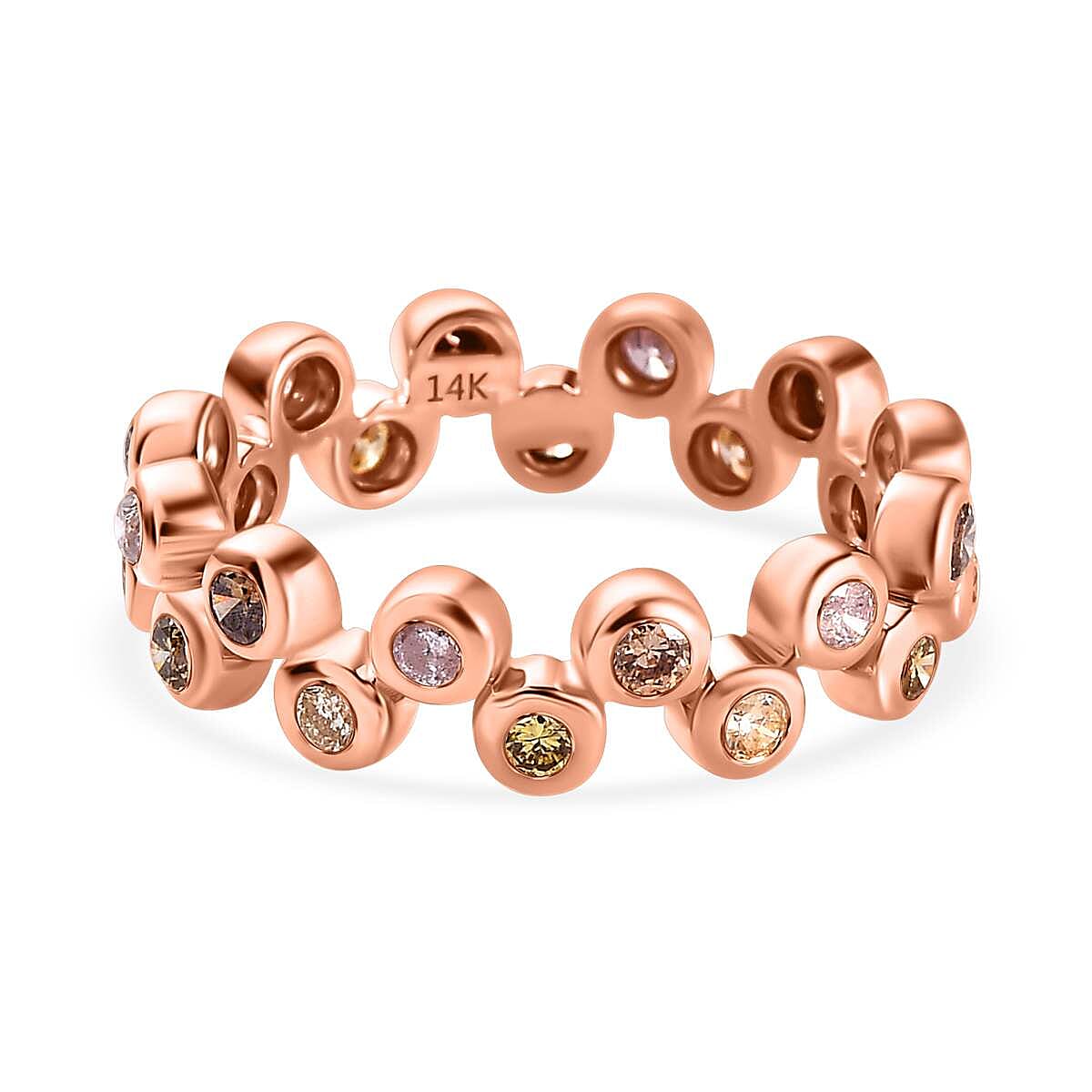 14K Rose Gold SGL Certified Pink, Champagne, Natural Yellow &amp; Green Diamond Ring 1.00 Ct. 7650115 0