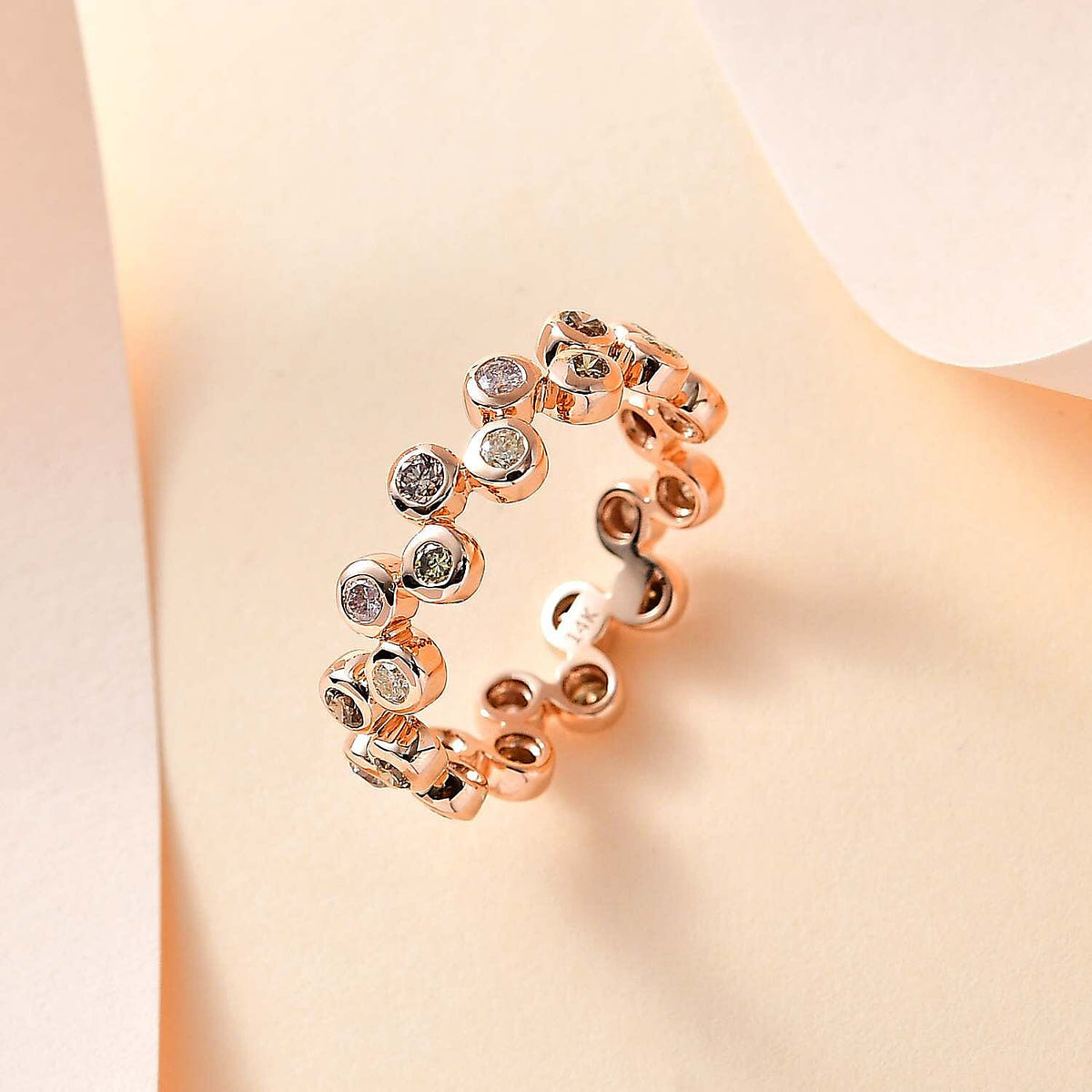 14K Rose Gold SGL Certified Pink, Champagne, Natural Yellow &amp; Green Diamond Ring 1.00 Ct. 7650115 2