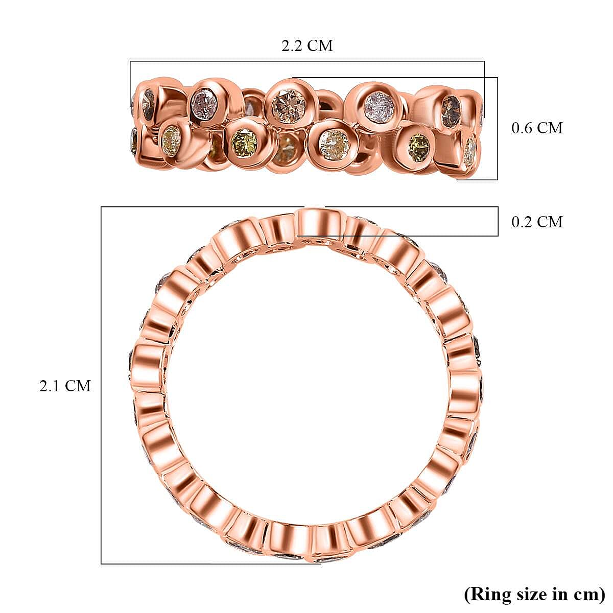 14K Rose Gold SGL Certified Pink, Champagne, Natural Yellow &amp; Green Diamond Ring 1.00 Ct. 7650115 6