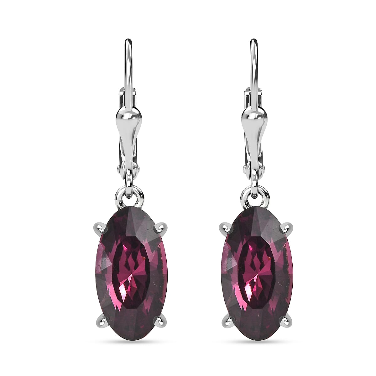 Amethyst Finest Austrian Crystal Solitaire Dangle Earrings in Platinum Overlay Sterling Silver 7650133 0