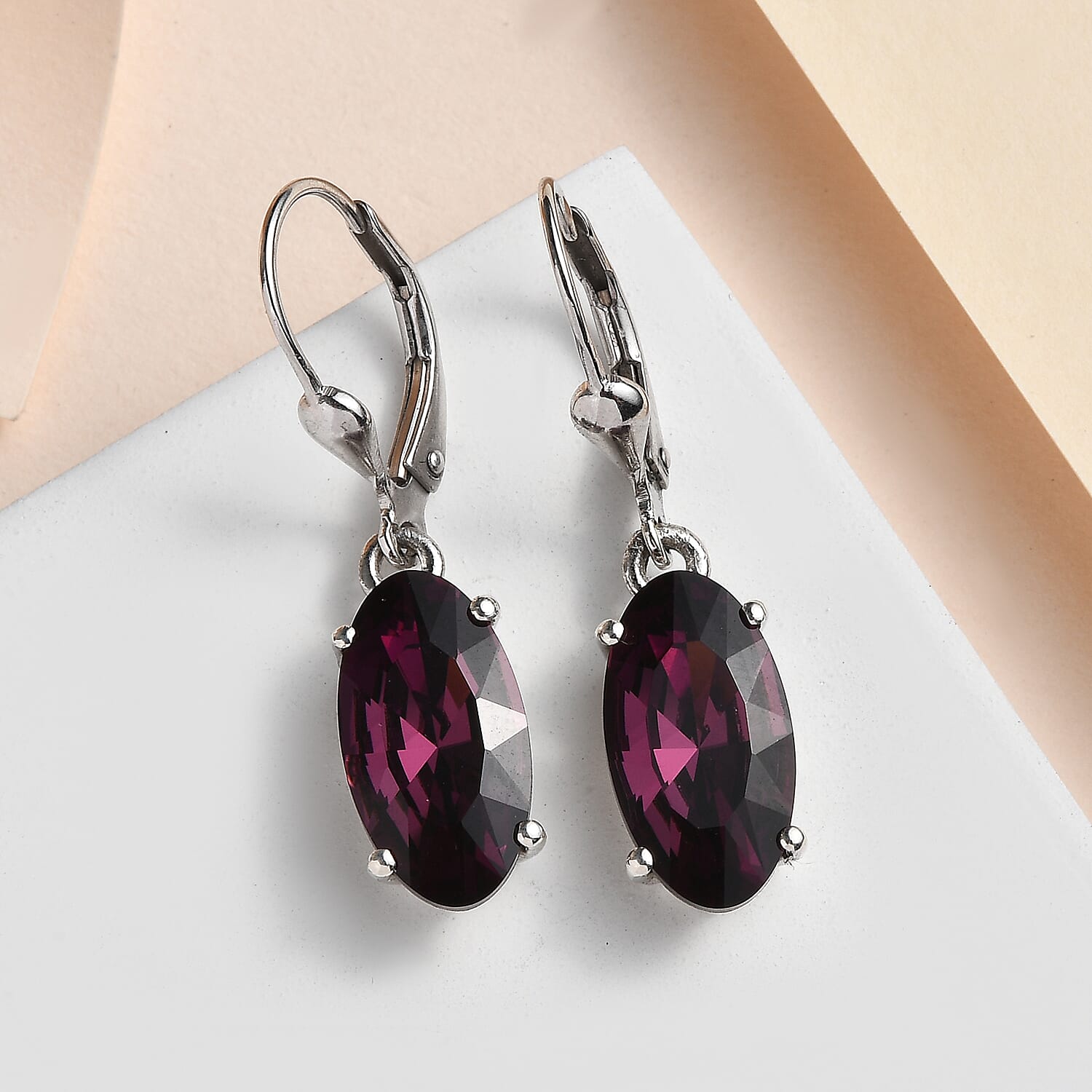 Amethyst Finest Austrian Crystal Solitaire Dangle Earrings in Platinum Overlay Sterling Silver 7650133 1