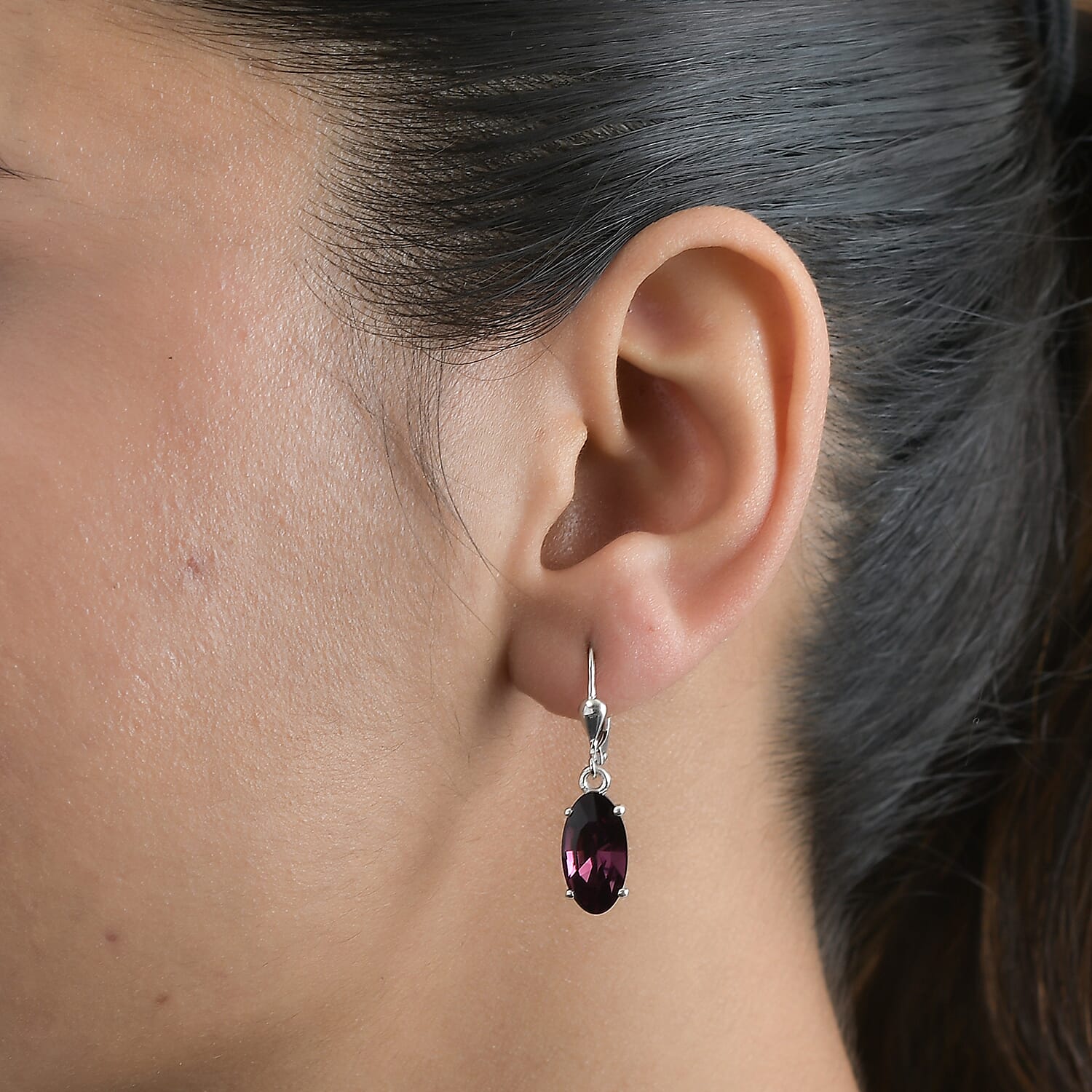 Amethyst Finest Austrian Crystal Solitaire Dangle Earrings in Platinum Overlay Sterling Silver 7650133 2