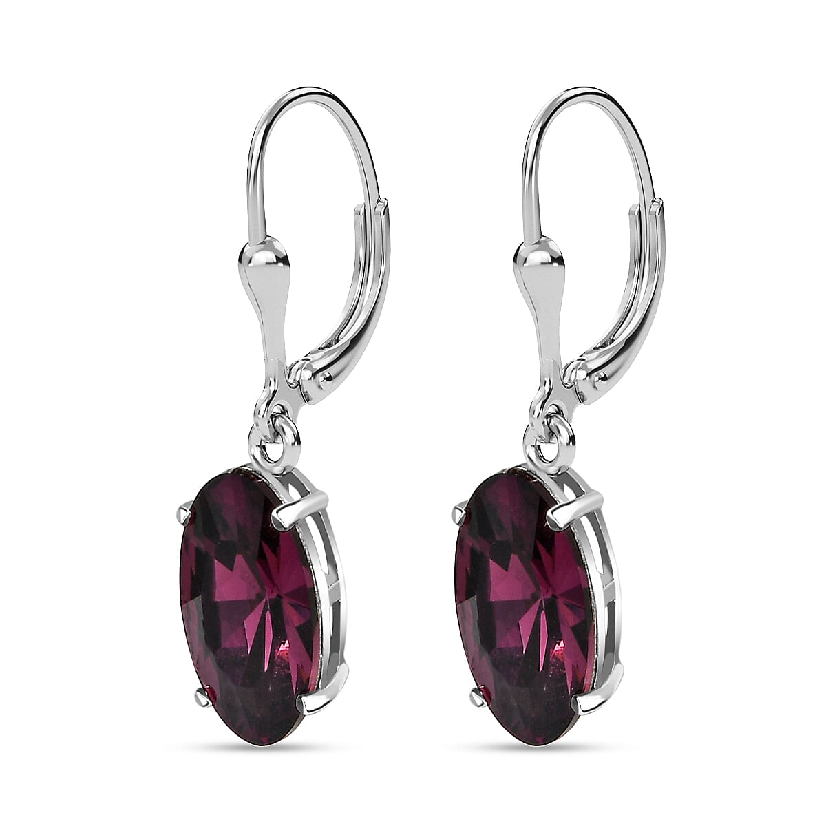 Amethyst Finest Austrian Crystal Solitaire Dangle Earrings in Platinum Overlay Sterling Silver 7650133 3