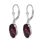 Amethyst Finest Austrian Crystal Solitaire Dangle Earrings in Platinum Overlay Sterling Silver