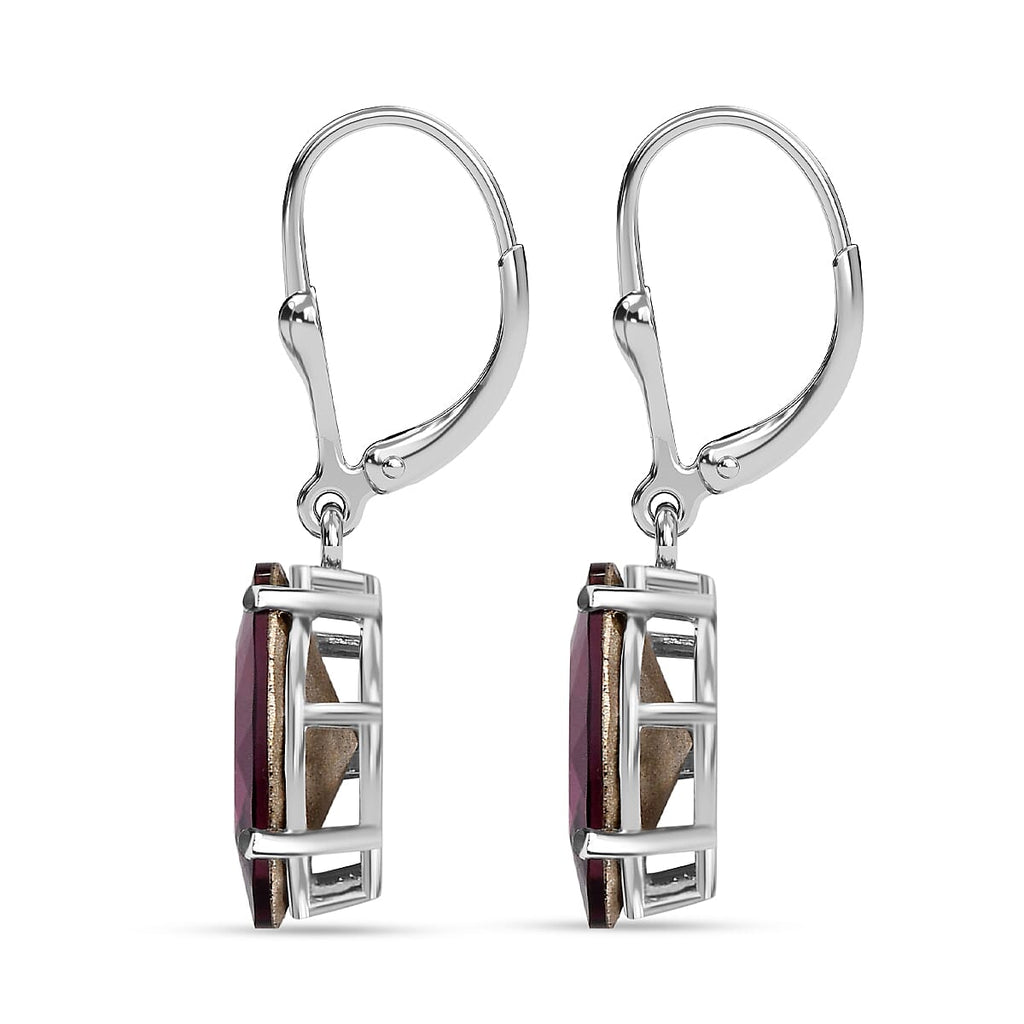 Amethyst Finest Austrian Crystal Solitaire Dangle Earrings in Platinum Overlay Sterling Silver