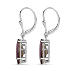Amethyst Finest Austrian Crystal Solitaire Dangle Earrings in Platinum Overlay Sterling Silver
