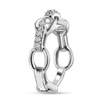 Diamond Pave Cable Link Diamond Band Ring in Platinum Overlay Sterling Silver 0.15 Ct