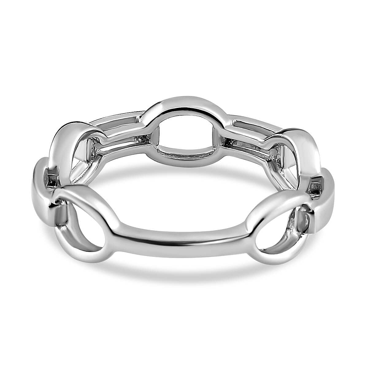 Diamond Pave Cable Link Diamond Band Ring in Platinum Overlay Sterling Silver 0.15 Ct 7650367 4