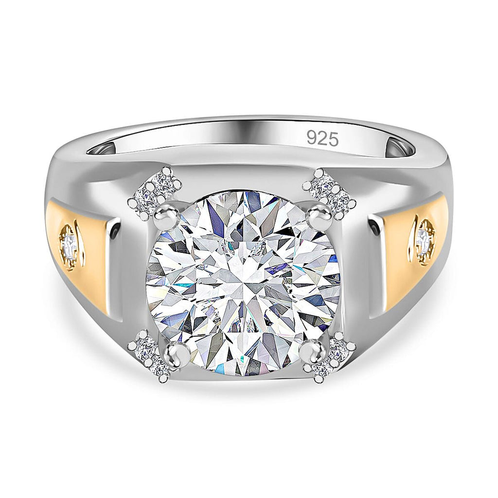 Moissanite Ring in Two Tone Plated Sterling Silver 3.47 Ct, Silver Wt 7.05 GM