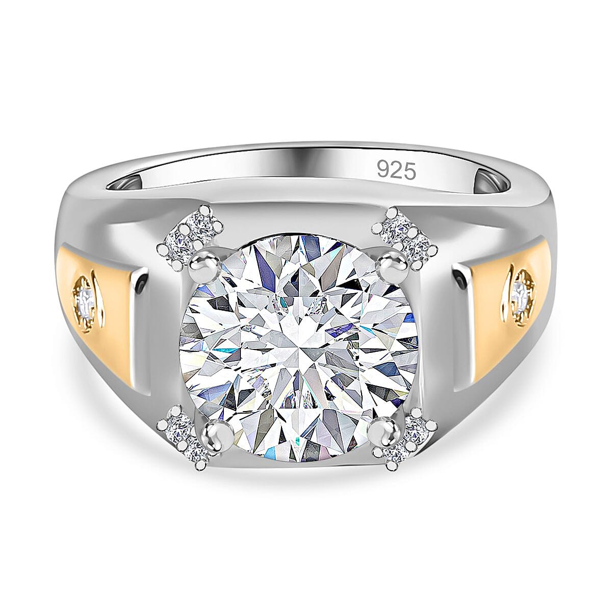 Moissanite Ring in Two Tone Plated Sterling Silver 3.47 Ct, Silver Wt 7.05 GM 7652046 0