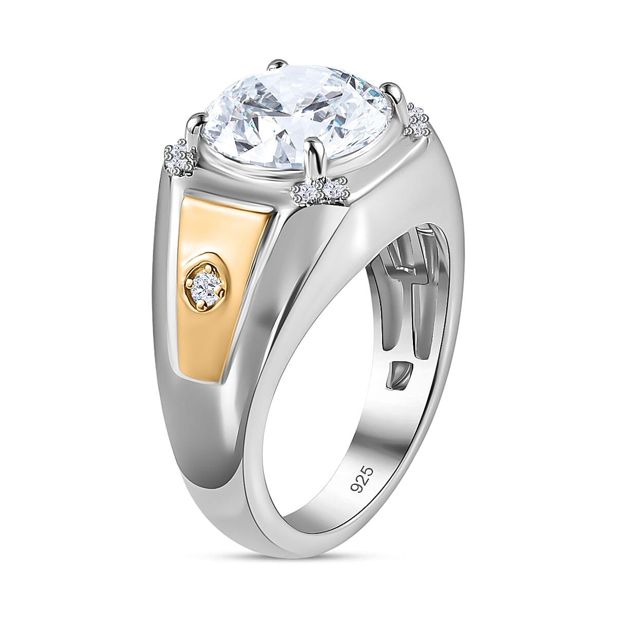 Moissanite Ring in Two Tone Plated Sterling Silver 3.47 Ct, Silver Wt 7.05 GM 7652046 3
