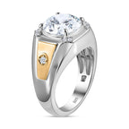 Moissanite Ring in Two Tone Plated Sterling Silver 3.47 Ct, Silver Wt 7.05 GM