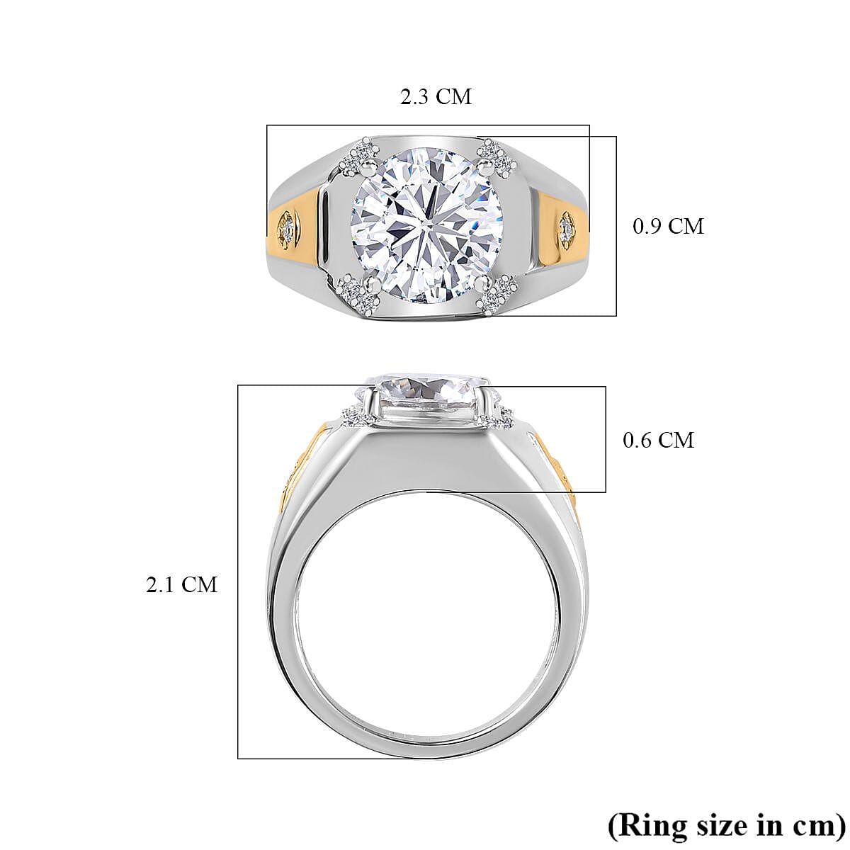 Moissanite Ring in Two Tone Plated Sterling Silver 3.47 Ct, Silver Wt 7.05 GM 7652046 5