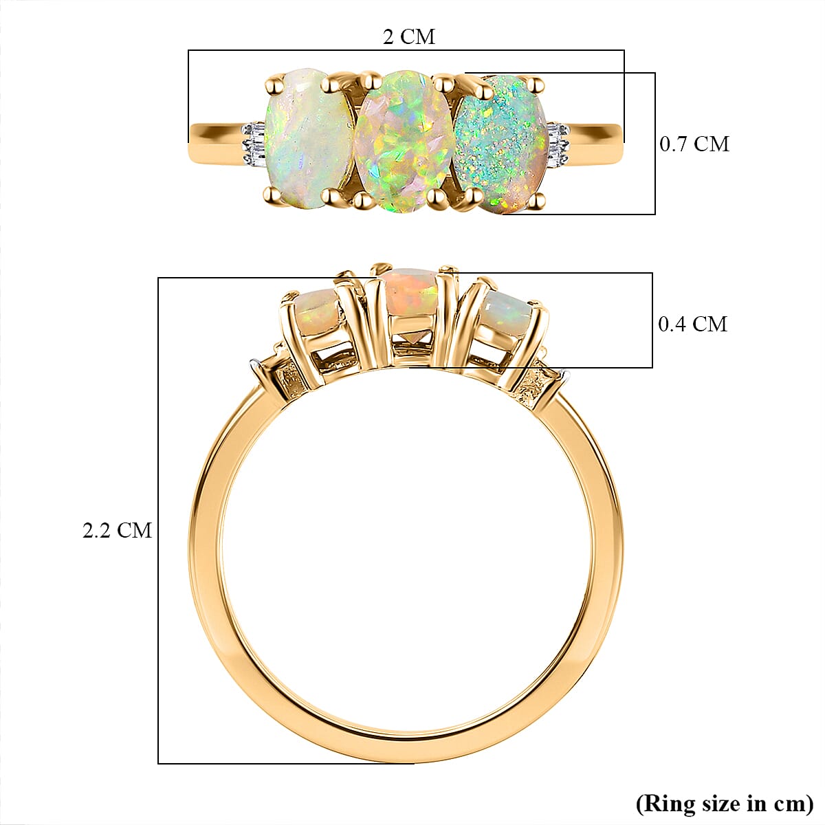 Ethiopian Welo Opal &amp; Diamond Ring in 18K Yellow Gold Vermeil Plated Sterling Silver 0.93 Ct. 7652430 6