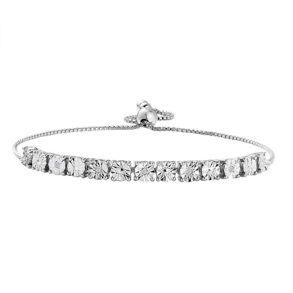 Diamond Tennis Bracelet (Size Adjustable 6.5 - 9.5) in Platinum Overlay Sterling Silver, Silver Wt. 5.08 Gms