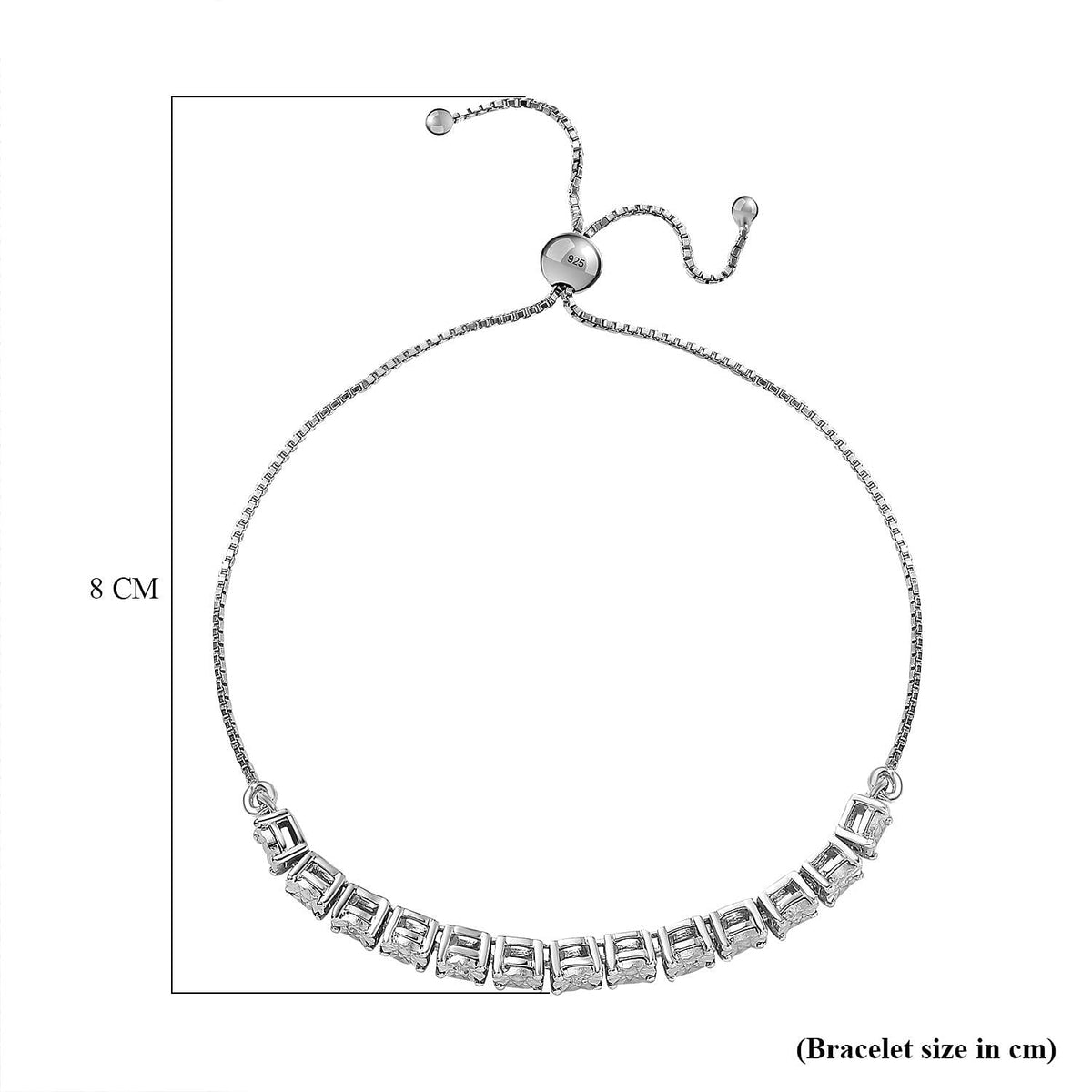 Diamond Tennis Bracelet (Size Adjustable 6.5 - 9.5) in Platinum Overlay Sterling Silver, Silver Wt. 5.08 Gms 7653251 3
