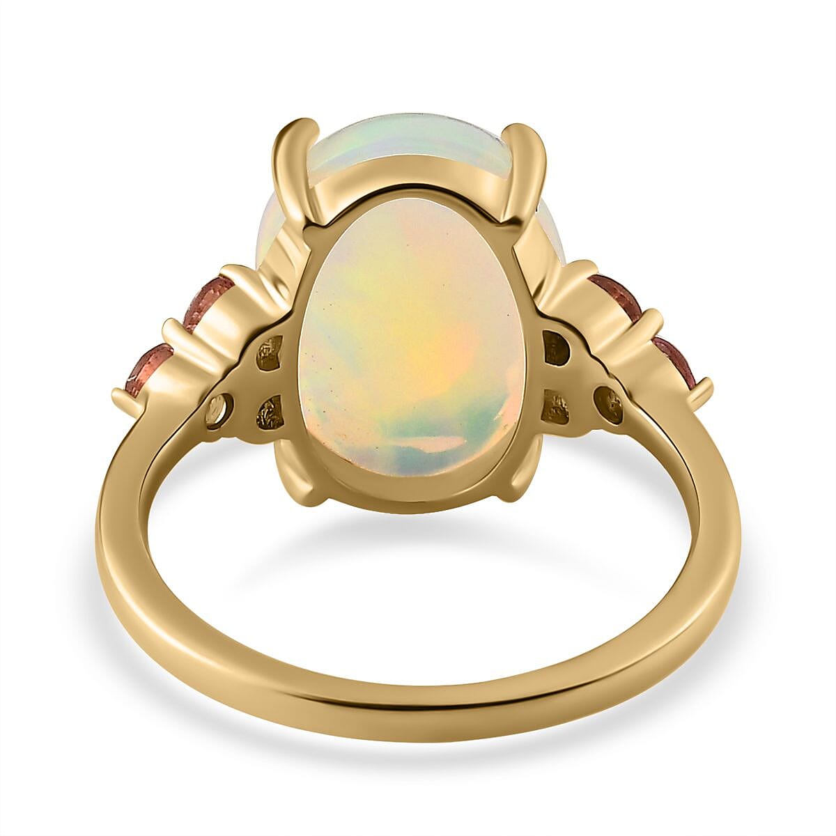 Ethiopian Welo Opal and Pink Tourmaline Ring in 9K Yellow Gold 7653632 4