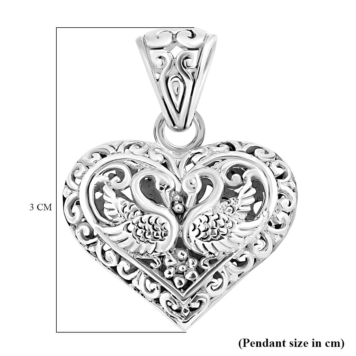 Royal Bali Collection - Sterling Silver Swan Heart Pendant 7654053 6