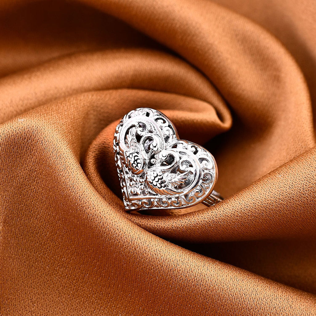 Royal Bali Collection - Sterling Silver Swan Heart Ring