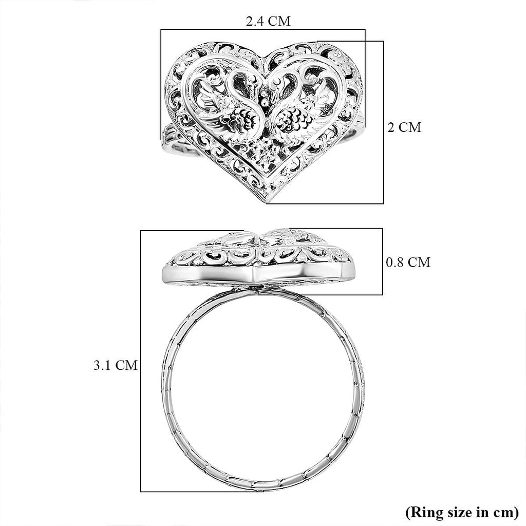 Royal Bali Collection - Sterling Silver Swan Heart Ring