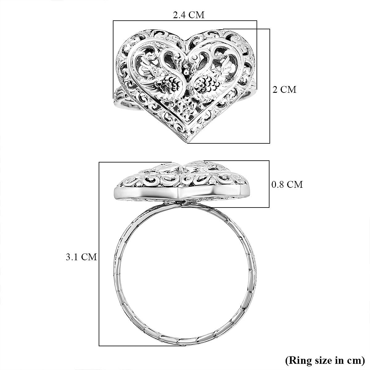 Royal Bali Collection - Sterling Silver Swan Heart Ring 7654054 5
