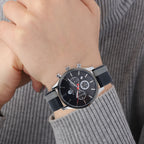 William Hunt Japanese Movement 5ATM Watch with Black & Grey Leather Strap