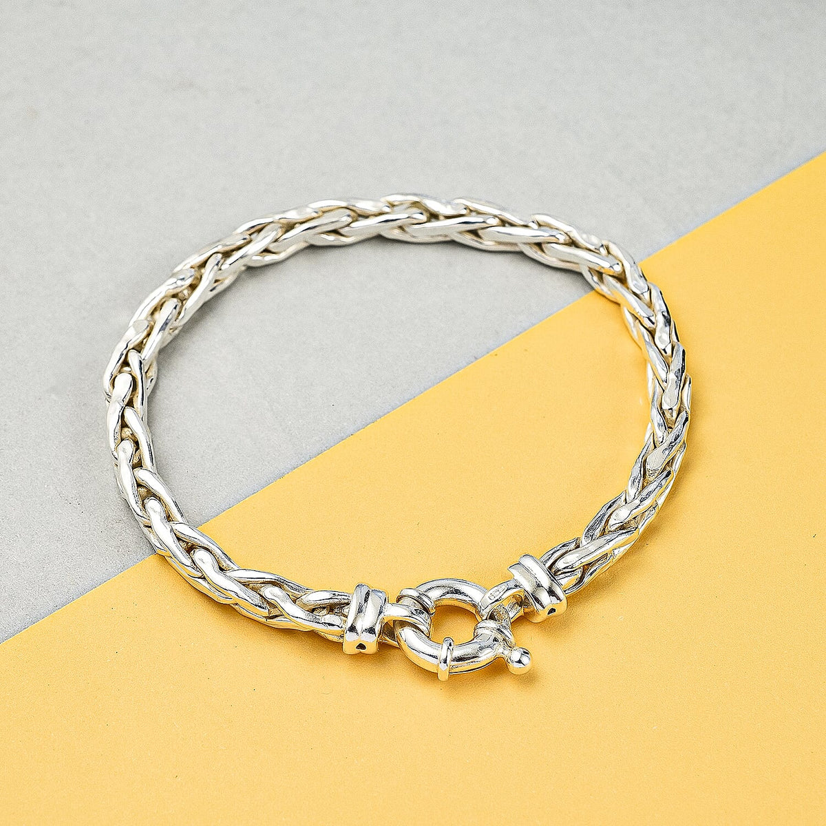 One Time Close Out Deal- Sterling Silver Spiga Bracelet (Size - 7.5), Silver Wt 8.30 GM 7657135 1