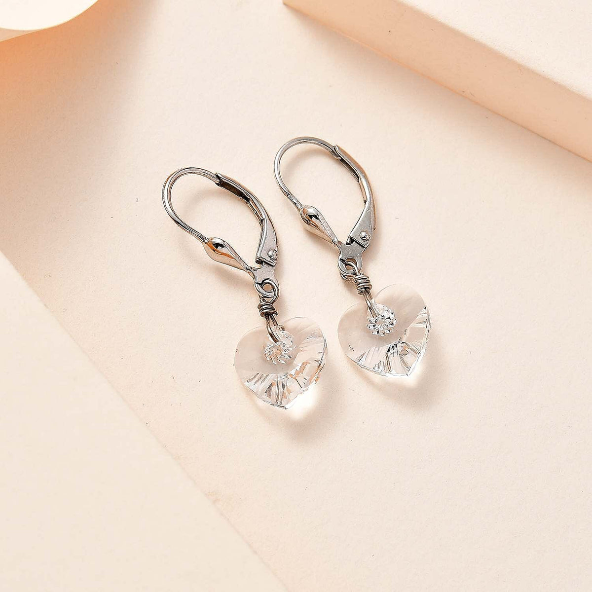 White Finest Austrian Crystal Heart Earrings in Platinum Overlay Sterling Silver 7657826 2