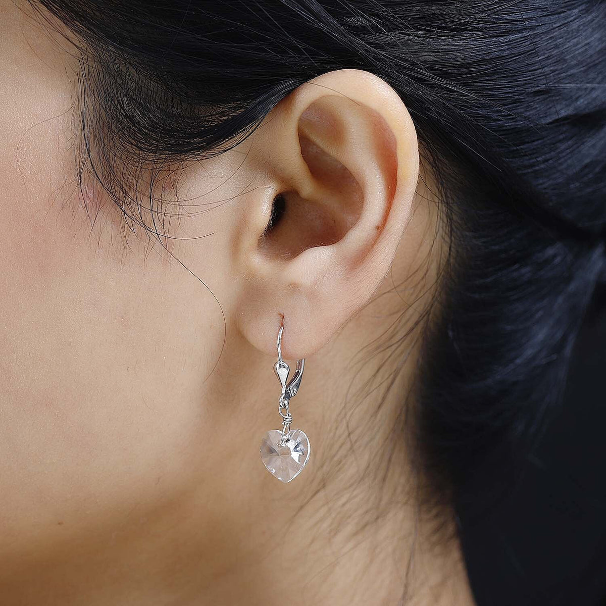 White Finest Austrian Crystal Heart Earrings in Platinum Overlay Sterling Silver 7657826 4