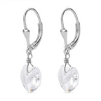 White Finest Austrian Crystal Heart Earrings in Platinum Overlay Sterling Silver