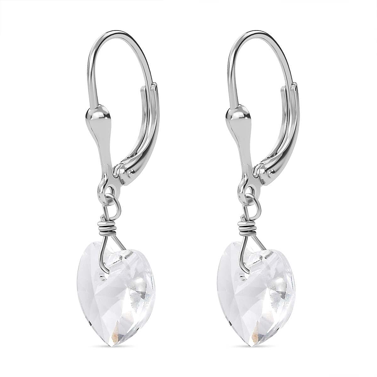 White Finest Austrian Crystal Heart Earrings in Platinum Overlay Sterling Silver 7657826 5