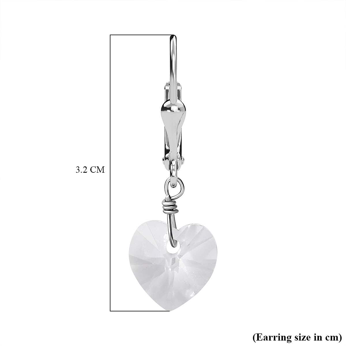 White Finest Austrian Crystal Heart Earrings in Platinum Overlay Sterling Silver 7657826 7