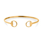 Designer Inspired - 18K Yellow Gold Vermeil Plated Sterling Silver Snaffle Bangle (Size 7.5)