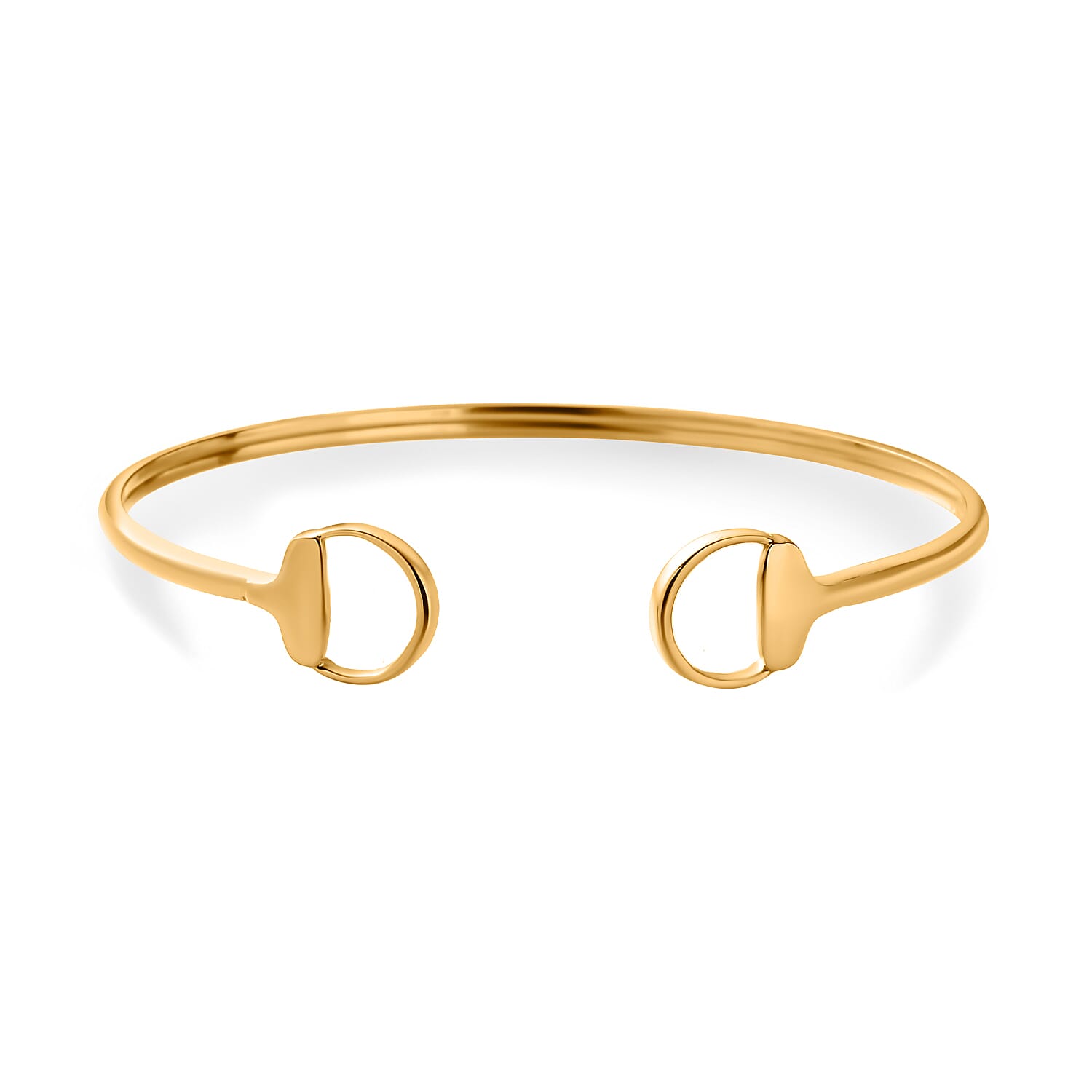 Designer Inspired - 18K Yellow Gold Vermeil Plated Sterling Silver Snaffle Bangle (Size 7.5) 7658421 0
