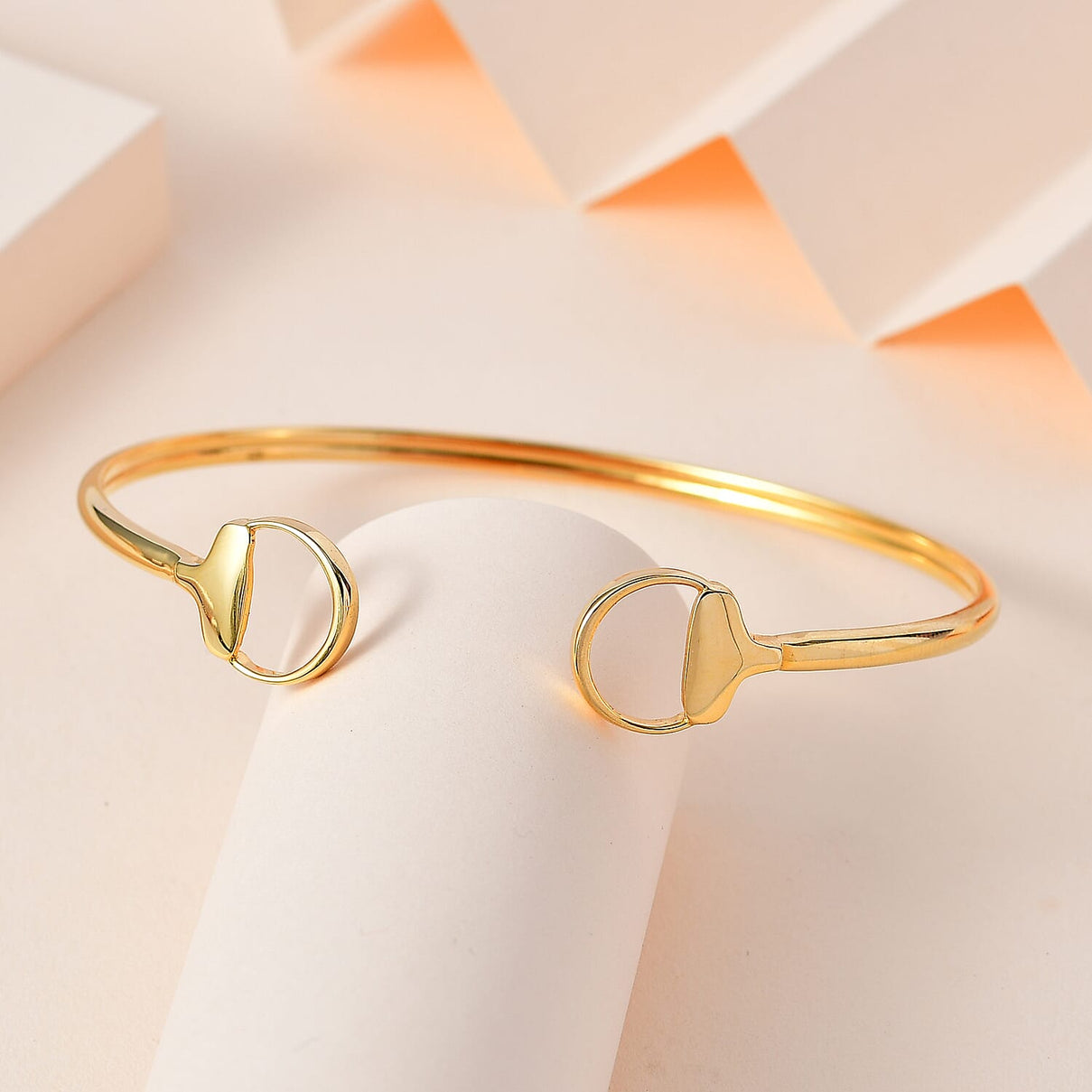 Designer Inspired - 18K Yellow Gold Vermeil Plated Sterling Silver Snaffle Bangle (Size 7.5) 7658421 2