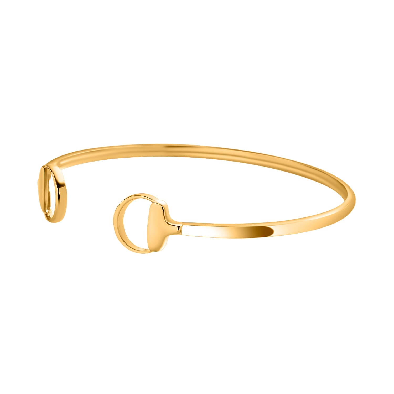 Designer Inspired - 18K Yellow Gold Vermeil Plated Sterling Silver Snaffle Bangle (Size 7.5) 7658421 4