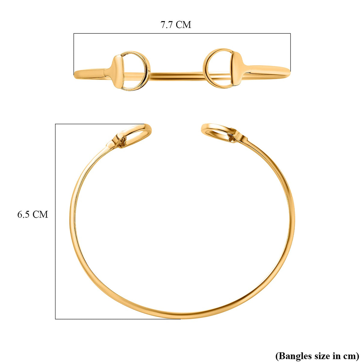 Designer Inspired - 18K Yellow Gold Vermeil Plated Sterling Silver Snaffle Bangle (Size 7.5) 7658421 6
