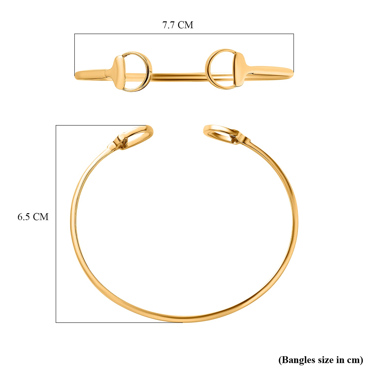 Designer Inspired - 18K Yellow Gold Vermeil Plated Sterling Silver Snaffle Bangle (Size 7.5) 7658421 6