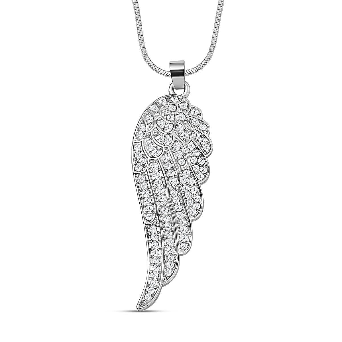 White Austrian Crystal Angel Wing Necklace (Size - 24) 7658506 0