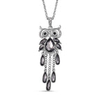Multi Colour Austrian Crystal Enamelled Owl Necklace (Size - 24)
