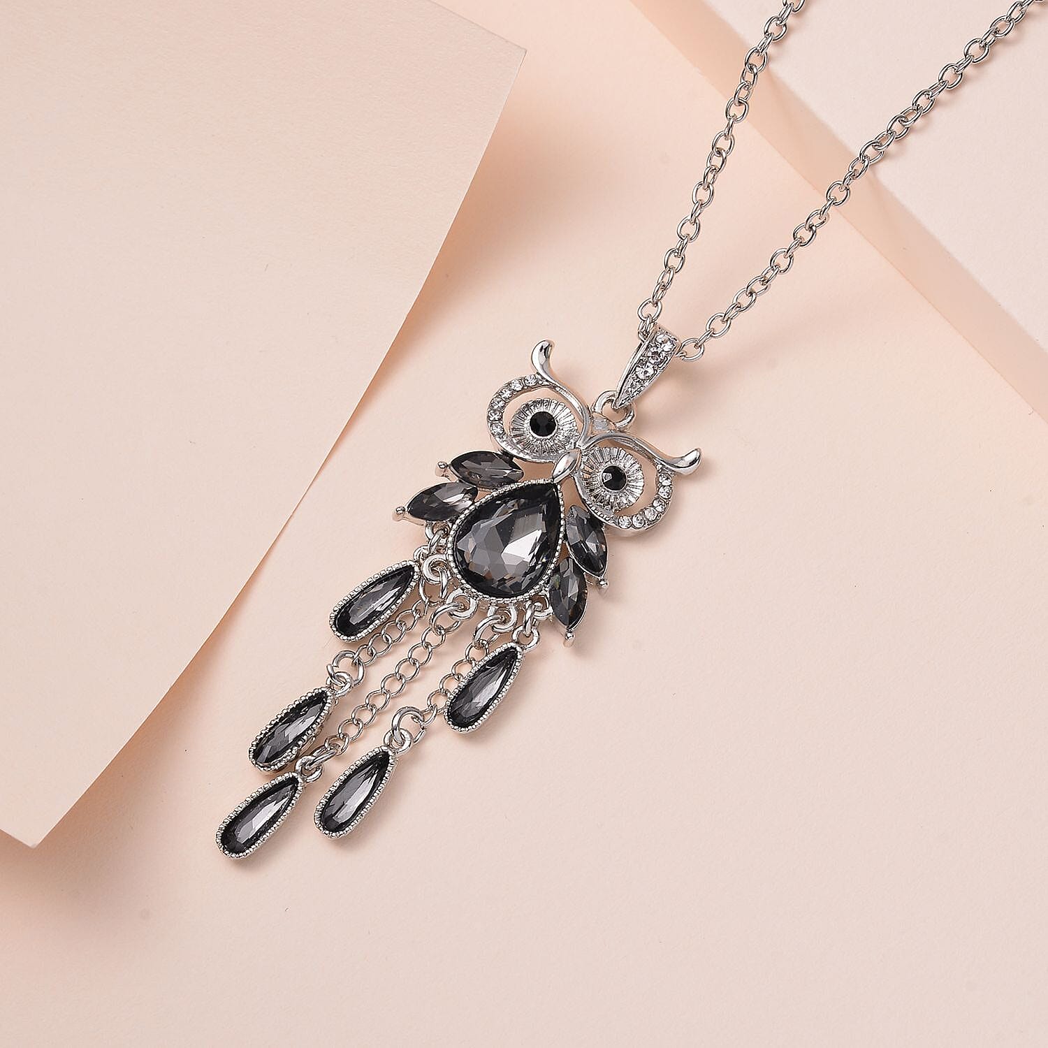 Multi Colour Austrian Crystal Enamelled Owl Necklace (Size - 24) 7658518 1