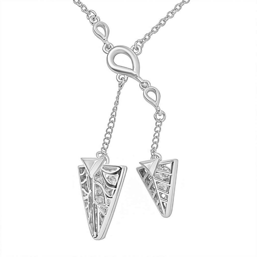 White Austrian Crystal Triangle Necklace (Size - 24)