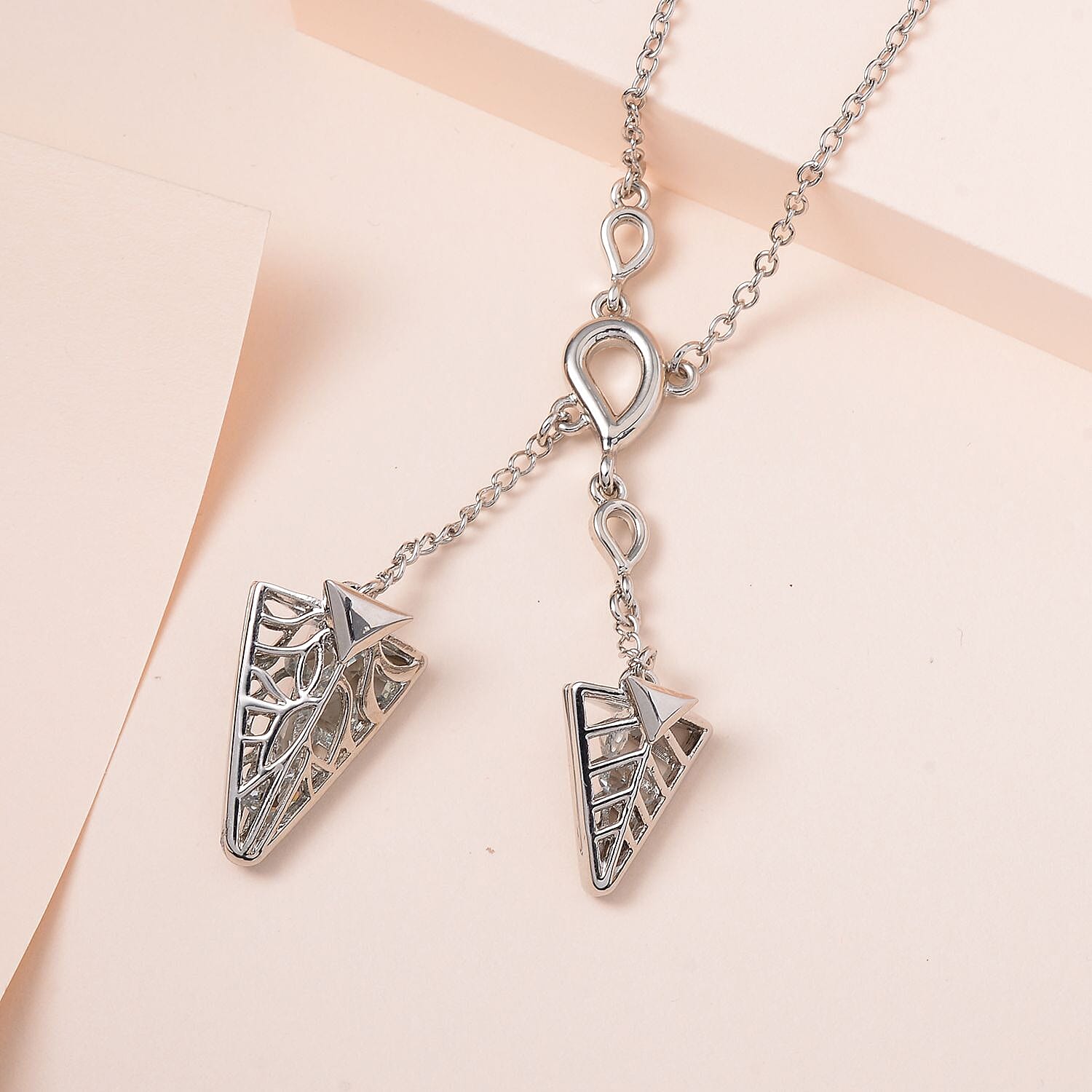 White Austrian Crystal Triangle Necklace (Size - 24) 7658562 1