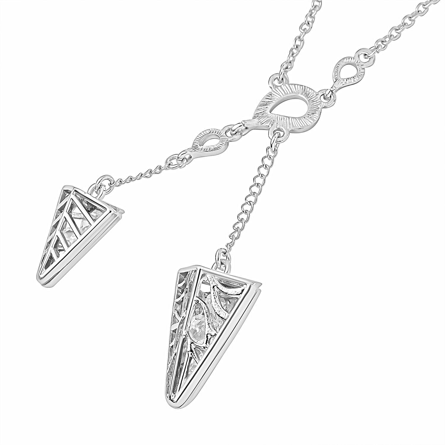White Austrian Crystal Triangle Necklace (Size - 24) 7658562 2